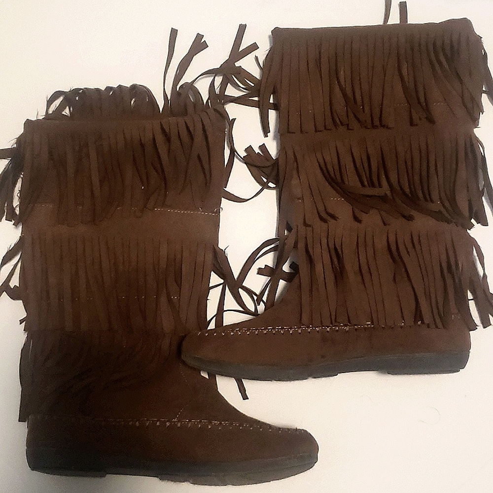 Festival fringe moccasins vegan leather